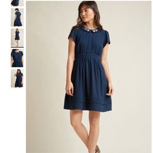 Modcloth Feminine Shirt Dress Embroidered Collar